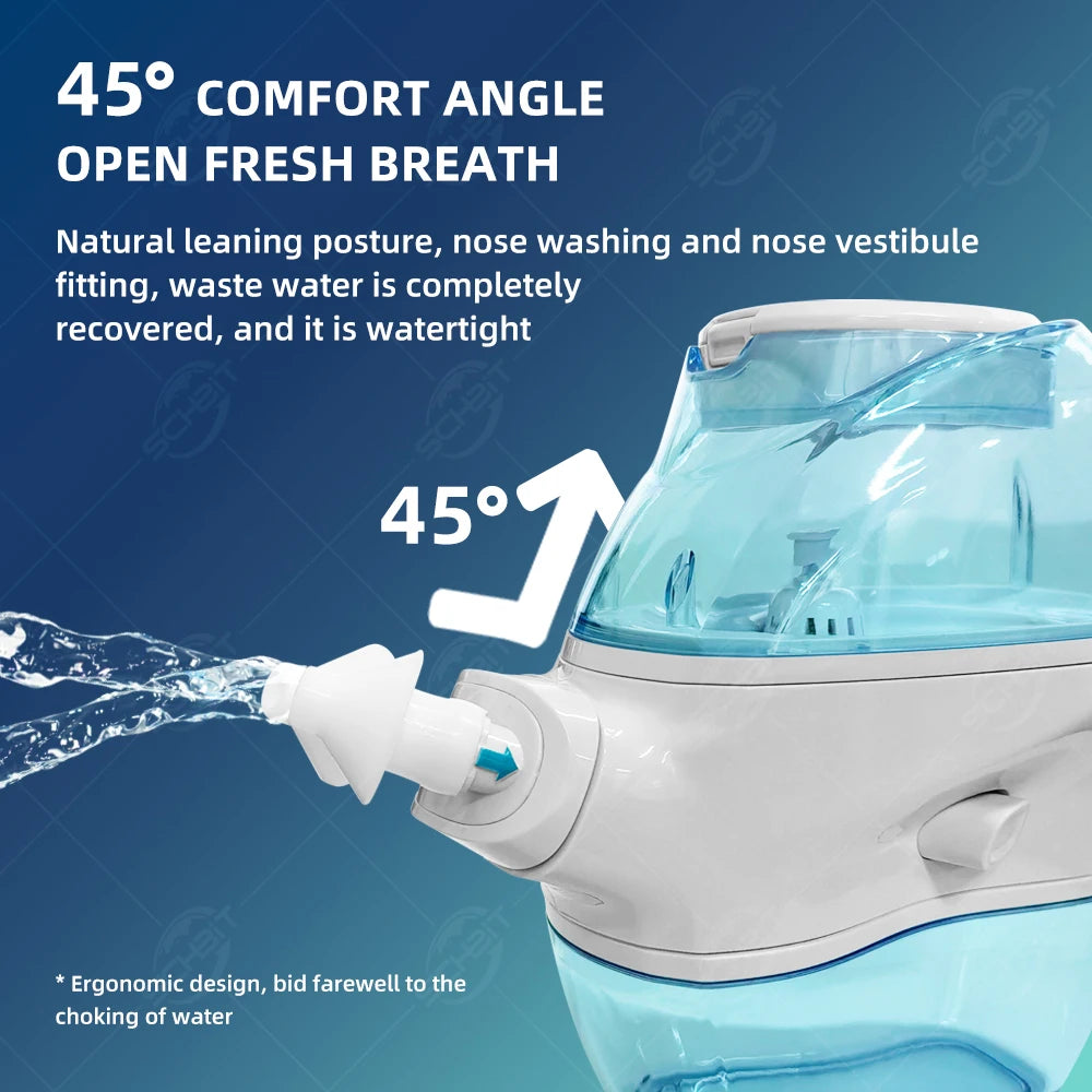 NasalClear Advanced Powered Nasal Irrigation System with 360° Rotating Double-Head